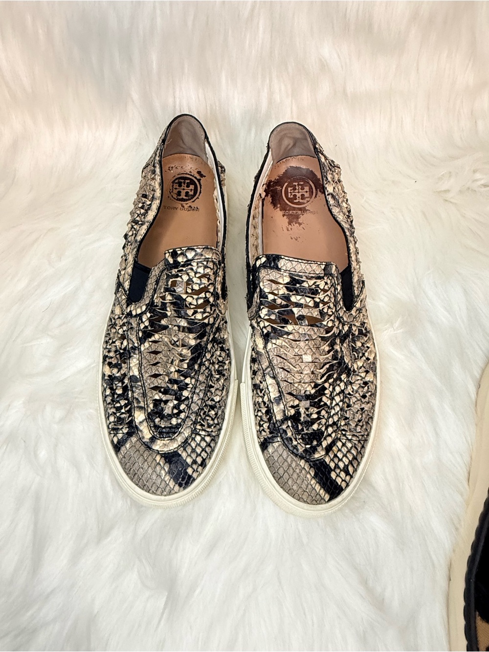 Tory Burch Huarache Weave Snakeskin slip-on sneaker